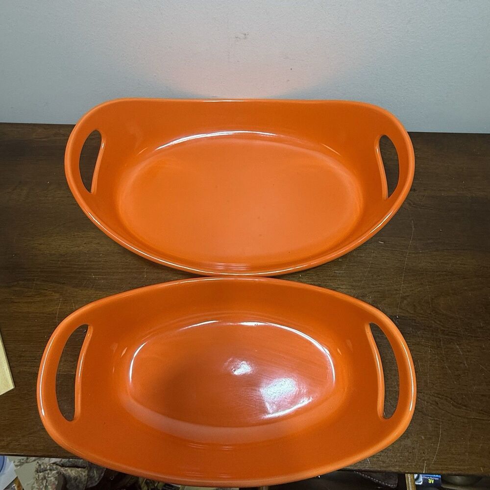 2 Piece Rachael Ray Oval 1.25 Qt & 2.25 Qt Orange Casserole / Baking Dishes - Picture 3 of 12